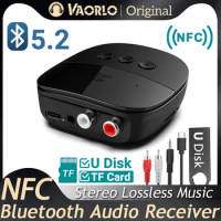 Bluetooth 5.2 Audio Receiver USB RCA 3.5mm AUX Stereo NFC Wireless Adapter U-Disk/TF Card With Mic For Car Kit Amplifier Speaker