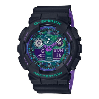 CASIO卡西歐 G-SHOCK系列 繽紛撞色電子錶_黑x紫_GA-100BL-1A_55mm