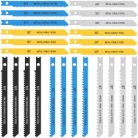 24Pcs Jig Saw Blade Set High Carbon Steel Assorted Saw Blades with U-shank Sharp Fast Cut Down Jigsaw Blade Woodworking Tool for