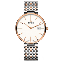 TITONI 梅花錶 纖薄系列 玫瑰金簡約機械腕錶 39mm / 82718SRG-606