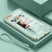 Casing Hp Untuk OPPO A7 A5s A12 A12s A11K Case Pola Pribadi kasing Lanyard Pelapisan Samping Silikon
