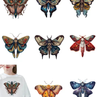Dream watercolor moth butterfly DTF Thermo Sticker Decals Heat Transfer On Clothes Iron On Patch For Hoodies Press Printing