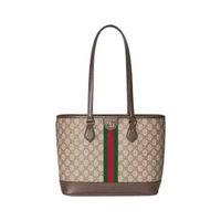 Gucci Ophidia Medium Tote Bag GG Monogram Beige Dark Brown Brown