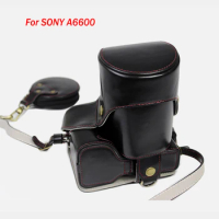 Retro PU Leather Case camera Bag For SONY A6600 ILCE-6600 Portable protective cover With Bottom Battery Opening shoulder strap