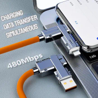 2-In-2 66W Type C To Typec Cable 100W PD 5A Fast Charging Usb To Usb C To LIGHTNING for iPhone iPad Huawei Xiaomi Samsung Redmi