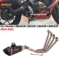 For Honda CBR650R CB650F CB650R CBR650F 2014-2022 Motorcycle Exhaust Full System Escape Modified Link Pipe Carbon Fiber Muffler