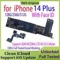 Original Logic Board for iPhone 14 Plus Motherboard With Face ID 128g 256g Mainboard Clean iCloud Unlocked Plate Support Update