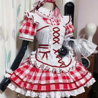 Anime BanG Dream Futaba Tsukushi Cosplay Costume Female Cook Sweet Grid Maid Dress Activity Party Role Play Clothing Custom-Make
