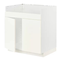 METOD Havsen雙槽水槽底櫃, 白色/vallstena 白色, 80x60x80 公分