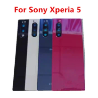 Housing For Sony Xperia 5 Xperia5 6.1" Glass Battery Back Cover Repair Replace Door Phone Rear Case + Logo Camera Lens