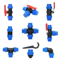 20/25/32/40/50/63mm PVC PE Tube Tap Tee Water Splitter 1/2 3/4 1" 1.25" 1.5" 2" Tee Pipe Ball Valve T-Shaped Connector 1pcs
