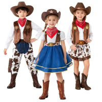 Set Kawgirl Kanak-kanak Set Cowboy Barat Kostum Kawgirl 4 Bahagian Set Mainan Krismas Set Halloween 