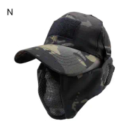 Airsoft Face Guard Lightweight Tactical Face with Ear Protection Breathable Hat for Airsoft Camping Cosplay Airsoft Mesh Face