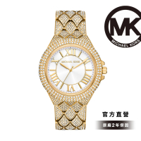 【Michael Kors 官方直營】Camille 奢華滿鑽女錶 金色不鏽鋼錶帶 43MM MK4800