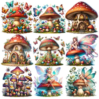 Dream Fairy Tale Castle Mushroom House Iron On Patch Heat Transfer On Clothes DTF Iron on transfer Heat Transfer On Clothes