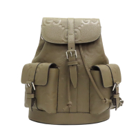 GUCCI 古馳 綠色 Jumbo GG壓紋 牛皮 後背包 739503 【二手名牌BRAND OFF】