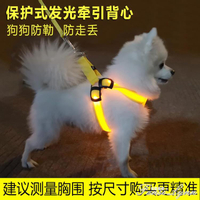 狗狗牽引繩背心式LED發光胸背泰迪鏈子夏天夜光狗繩小型USB充電 全館免運