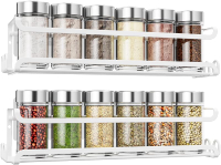 LUCYCAZ 2 Pack Wall Mounted Spice Rack with 8 Hooks Spice Organizer for Cabinet Pantry DoorScrew or 