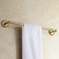 Modern Gold Color Brass Wall Mounted Bathroom Single Bar Rack Towel Rails Holder 2ba603