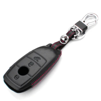 New hot sale leather car key cover keychain case for Mercedes benz W213 E200 E260 E63 Remote holder accessories