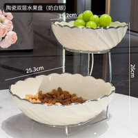 內地直送 - 輕奢生果盤家用客廳陶瓷多層下午茶點心架糖果盤子前臺零食擺放盤