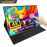 LESOWN 4K 100%sRGB Portable Touchscreen Monitor 16 inch 16:10 USB C Wide Secondary Screen Gaming Monitor for Laptop Macs Switch