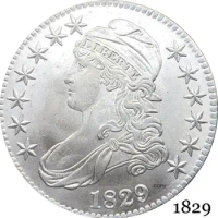 United States Of America Liberty Eagle 1829 50 Cents ½ Dollar Capped Bust Half Dollar Cupronickel Silver Plated Copy Coin