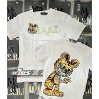 S-5xl เสื้อ BENZ (ลายเซ็น) MSRK เสื้อยืดลายเสือ เสื้อยืดคอกลมผู้ชายแขนสั้นคอตตอนSize S-5XL