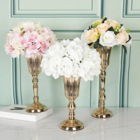Table Gold Iron Vase Candle Holder Arrangement Wedding Flower Centerpiece Vase Wedding Props Vase Home Decoration Furnishings