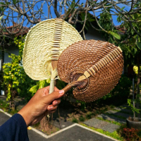 CRAFTDEWATA Kipas Tangan Anyaman Ental Klasik Khas Bali Kipas Ental Putih Souvenir Pernikahan
