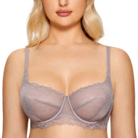 Delimira Women's Jacquard Balconette Bra Plus Size Seamless Smooth Push Up  Underwire Lightly Padded Contour Full Coverage