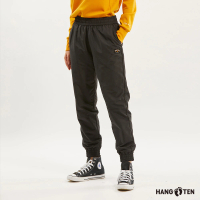 【Hang Ten】女裝-恆溫多功能-JOGGER FIT-防風防輕潑水尼龍撞色束口褲(黑)