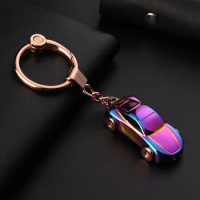 Rainbow LED Key Chain Flashlight Jobon Zinc Alloy Car Keychain with 2 Modes LED Light