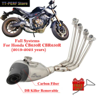 Slip On For Honda CB650R CBR650R 2019-2023 Full Systems Motorcycle Exhaust Carbon Fiber Escape Front Link Pipe Muffler DB Killer
