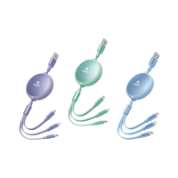 【biaze畢亞茲】伸縮三合一100W快充傳輸線(USB to Type-C/Lightning/Micro 1.2M)