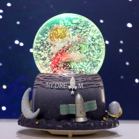 宇航員擺件太空人水晶球夜燈音樂盒桌面臥室客廳裝飾好物男生禮物