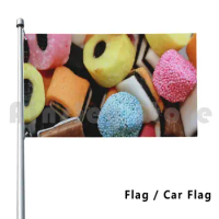 All Sorts Outdoor Decor Flag Car Flag 3300 All Sorts Candy Food Liquorice Sweets Sweet Tooth Yellow Blue Pink