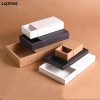 20pcs black white kraft gift drawer paper box for wedding favor gift packaging cardboard box sliding lid cheap gift box carton