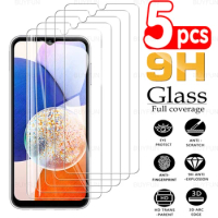 Glass For Samsung Galaxy A14 5G 6.6inch 5pcs Full Cover HD Tempered Glass Film For Samsung A14 A 14 Safety Protective Glass Case