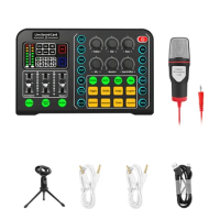 Professional Audio Mixer With Microphone Set, Audio Interface With DJ For Streaming Gaming