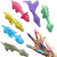 10PCS Sticky Squishy Rubber Flying Dinosaur Stress Relief Toys Funny Finger Animal Ejection Stretchy Toys Dinosaur Party Favors