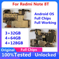 For Redmi Note 8T Mainboard 128GB 64GB 32GB Global Version Mainboard Original Unlocked For Redmi Note 8t Note8t Android OS