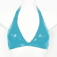 100% Latex Rubber Gummi Light blue sexy cute Sling bikini Bra Size XS~XXL