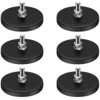 Rubber Coated Magnets,22LBS Neodymium Magnet Base with M6 Threaded Magnet with Bolts and Nuts,Strong Magnets Hold 6PCS
