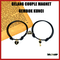 (COD) Gelang Couple Gembok Kunci Magnet Tali Korea Hitam Gelang Couple Kunci Gembok love Acc Berkah 