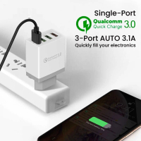 30W 5.0a QC 3.0 4 USB port fast charging travel phone charger adapter wall plug 5A Kepala White Acce