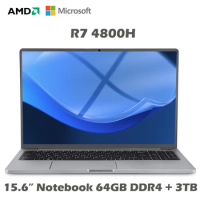 Super Max RAM 64GB + 3TB SSD 15.6 Inch Laptop Metal Ultrabook AMD Ryzen 7 4800H Windows 10 Pro Gaming Computer Notebook 5G WiFi