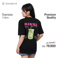 Aerostreet T Shirt Oversize Matcha Black Woman T-shirt Kaos 1CA01 S
