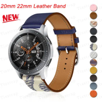20mm 22mm Leather Band for Samsung Galaxy Watch 6 4 Classic Active 2/3/46mm Bracelet Huawei GT/2/3 Pro Galaxy Watch 4 5Pro Strap