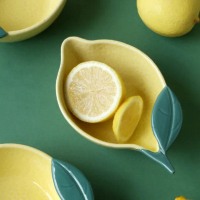 【食物器皿】ins可愛檸檬造型小陶瓷盤(可微波 烤箱烤盤 入厝禮物 小碗盤 碟子 沙拉碗 水果盤 拍攝道具)